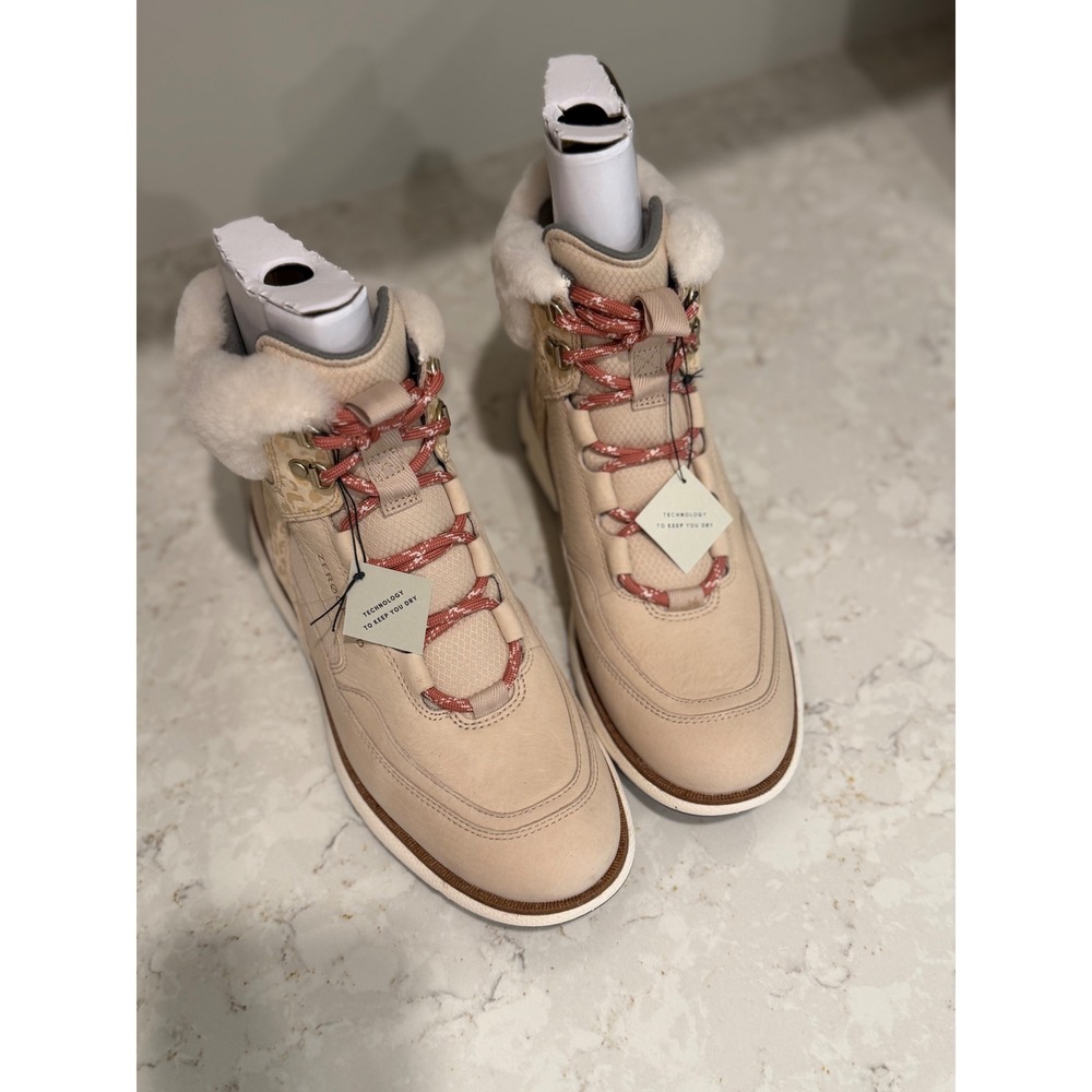 Cole Haan Zerogrand Explorer Hiker Boots Beige Shearling Waterproof W22529 7.5B